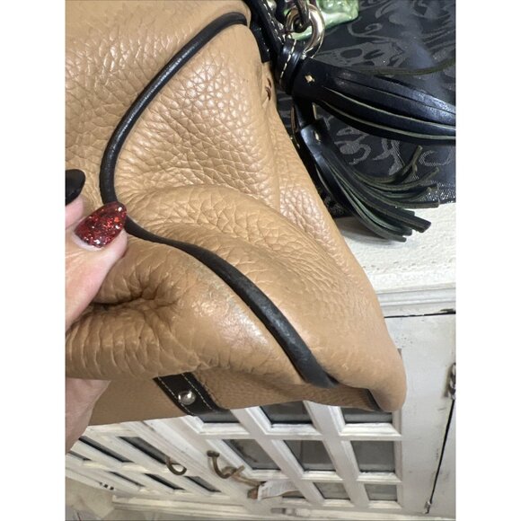 Dooney and Bourke Brown Pebble Grain Floretine Leather Large Satchel Handbag - Picture 10 of 16